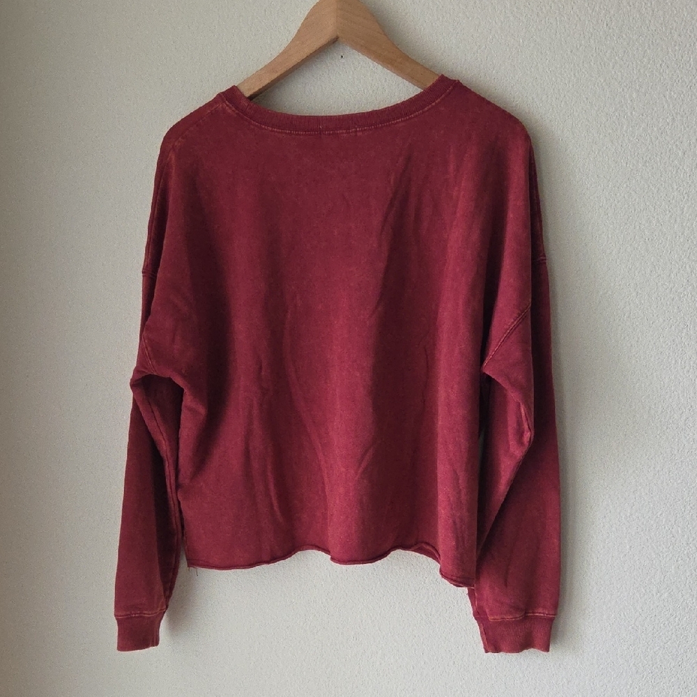 PRETTY REBEL Maroon Graphic Sweatshirt Sz L NWT Soft Cotton Blend Granola Girl - Picture 7 of 13